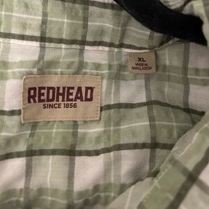 RedHead Green Plaid Seersucker Short Sleeve Button Down Shirt Size XL Bass Pro